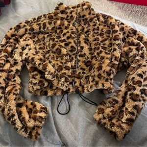 Super soft cropped leopard print jacket